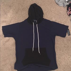 Blue Short Sleeve Shirt w/ Hood